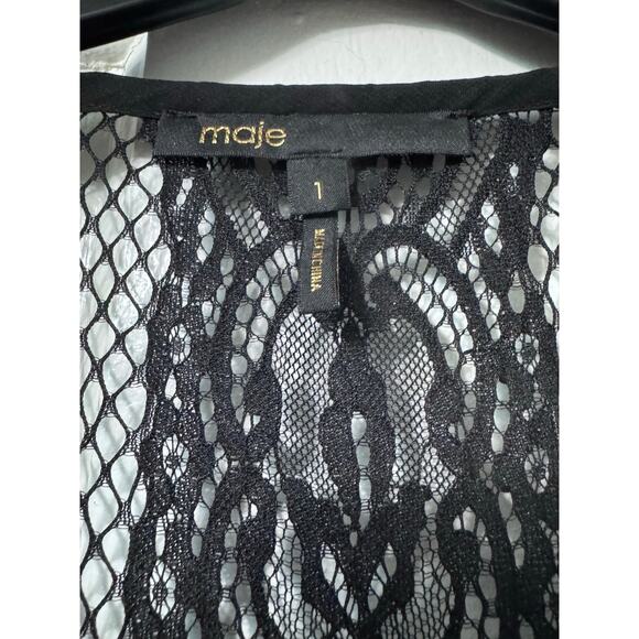 Maje Black Lace Sheer Cover Up Maxi Dress Size 1 - Picture 15 of 15